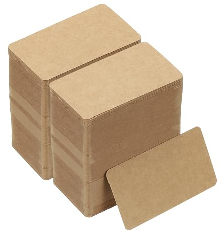 PATIKIL 8,9 cm x 5 cm tomma visitkort i papper, 600 st små tomma kort kartong anteckningskort hantverk papperskort för namn spel minne affärer, brun