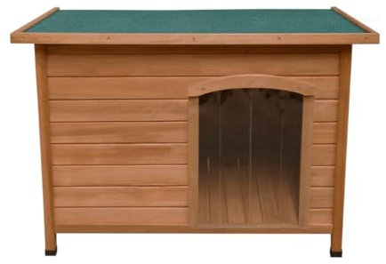 Mittelgroße Hundehütte für Hunde und Haustiere, aus Holz, wasserdicht, Schutz für drinnen und draußen, 103 x 70 x 66 cm, aufklappbarer Deckel, 5 cm Bodenabstand, mit Scharnieren und Klapptür