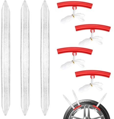 BJBJJIU 3 Pcs Tyre Levers Heavy Duty, 11.8 Tire Irons, Bike Tyre Levers for Bicycles Car MTB Motorcycle Tyre Changer, Metal Bicycle Tire Levers Changing Tool with 4 Pcs Wheel Rim Protectors