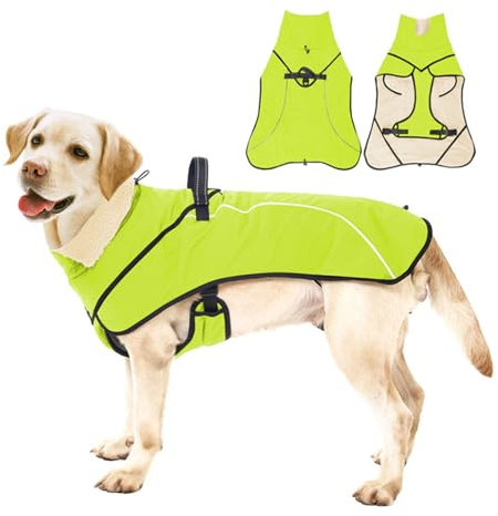 JDNH Winddichter Hunde-Wintermantel, warm, wasserabweisend, Haustierjacken mit Leinenhaken, Outdoor-Aktivität, Hundemantel für Spaziergänge und Camping