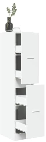 Kangardius Armoire à pharmacie blanche en bois 30 x 41 x 144,5 cm, 4 tiroirs avec espace de rangement, armoire multifonction pour bureau, salon, couloir, avec casier et organiseur pratique