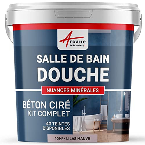 béton ciré salle de bain, douche italienne, pièce d'eau, kit, beton, cire, salle de bains, douche italienne - 10 m² (en 2 couches) Lilas Mauve - ARCANE INDUSTRIES
