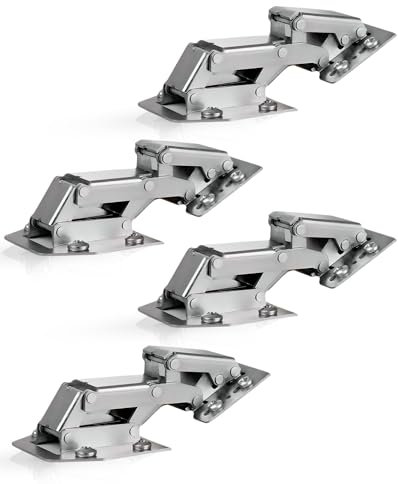 GedoTec Cerniera per Patta, Caravan, Porta e Mobili - Incluso Attacco in Acciaio Placcato Nickel - Pieghevole, Peso 2,1 kg - Qualità del Marchio per Zona Living - 4 Pezzi