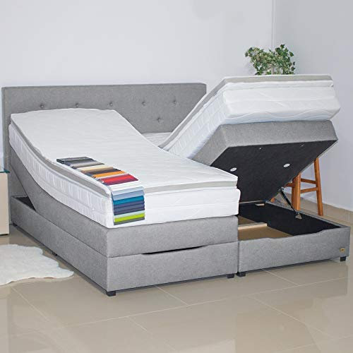 PAARA Boxspringbett mit Bettkasten Anti-Rutschmatten Taschenfederkern Matratze Kaltschaum Topper Komplettset 120 x 200 cm - Jedes Bett EIN Unikat - Made in Germany