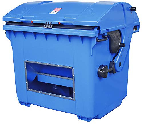 BRB Streugutbehälter 1100 Liter, blau, HDPE Kunststoff, mit Runddeckel, BxTxH 1365x1060x1150 mm, Aufnahme für Kammschüttung