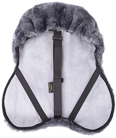 Merauno® Lammwolle Sattelsitzbezug, aus Merino Lammwolle für optimalen Sitzkomfort, mit Einer regulierbaren Klettstrippe. Passend für alle englische Sättel. Farbe: Natur, Schwarz, Braun, Anthrazit.