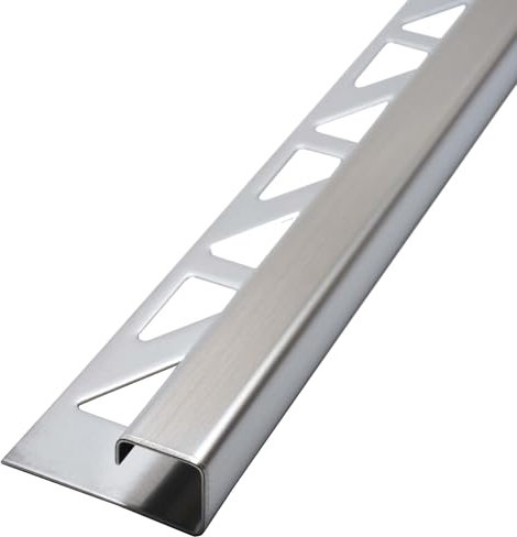 Dalsys Fliesenschiene Eckprofil Quadratprofil Edelstahl Gebürstet 2,5m x 12,5mm, Fliesenprofil