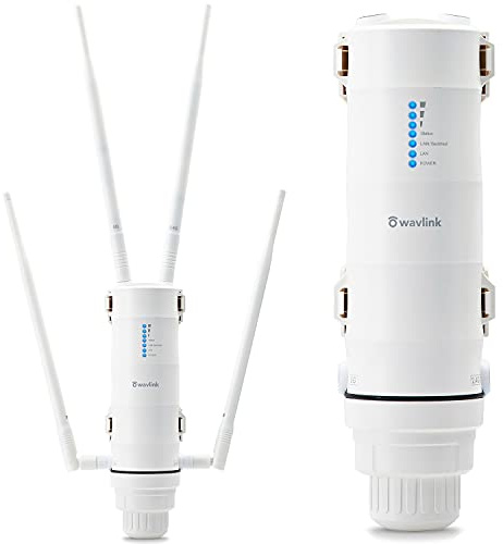 Dual-Band 2.4+5G 1200Mbps Outdoor Access Point Outdoor/Ripetitore WiFi Potente/Wireless Amplificatore WiFi/Mesh WiFi Extender (RJ45, 1xGigabit PoE LAN-Port, 802.11AC, 4 Antenne Esterne, WN572HP3)