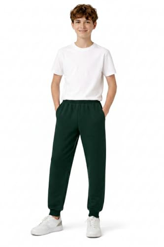 L S U Girls Boys Kids Adult Jogging Bottoms School/Sports/Casuall PE Fleece Tracksuit Trousers (9-10 Years, Bottle Green)