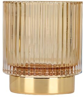 DASITON Sminkborsthållare, organisatör, kristall, kosmetisk sminkborsthållare, förvaring av glas och sminkborstar, vintage, sminkkopp, pennhållare, randig vas (kaffe)