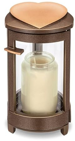 legendURN Grave Lantern 'Heart' Bronze in Several Colors and Long-Lasting Grave Lantern or lamp 'Heart' Made from Bronze as Grave Decoration for tombstones, Graves and Memorial Monuments.