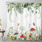 LB Salbeigrüne Pflanze Duschvorhang Rot Pilz Orange Schmetterling Gelbe Blumen Duschvorhang-Set Eukalyptusblatt Duschvorhänge für Badezimmer Wasserdicht Waschbarer Stoff mit Haken, 182,9 x 182,9 cm