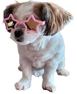 G045-jnst Dog 15-25lbs Small to Medium Breeds Star Shape Costume Puppy Cat Pet Sunglasses (Star Pink-Pink Mirror)