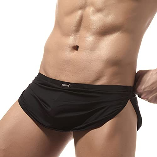 Liaddkv Sous-vêtement Sexy pour Homme - Slip Taille Basse en Coton - String de Sport - Slip de Bain, Noir, XL