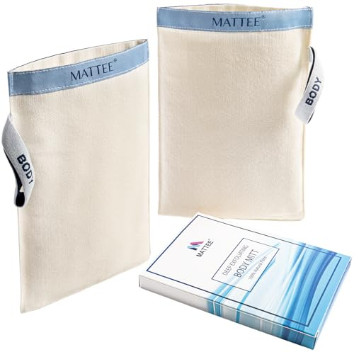 MATTEE - Hammam Exfoliating Glove - Ensures Smooth and Soft Skin, Helps Avoid Keratosis Pilaris, Ingrown Hair and Cellulite - Kessa Glove -%100 Viscose Fiber - Hardness: Medium