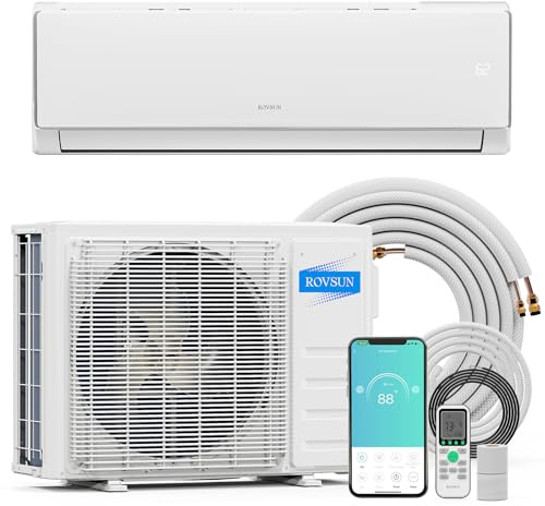ROVSUN 11500 BTU Wifi Enabled Mini Split Air Conditioner & Heater, 17 SEER2 115V Inverter Ductless Wall AC Unit with Pre-Charged Condenser, Heat Pump & Installation Kit