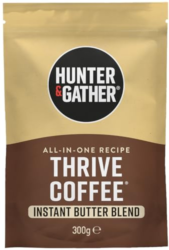 Hunter & Gather Thrive Coffee 300g Instant Bulletproof All-In-One Recipe | With Organic MCT Powder, Grass-Fed Butter and Arabica Coffee I Keto I Mycotoxin Free