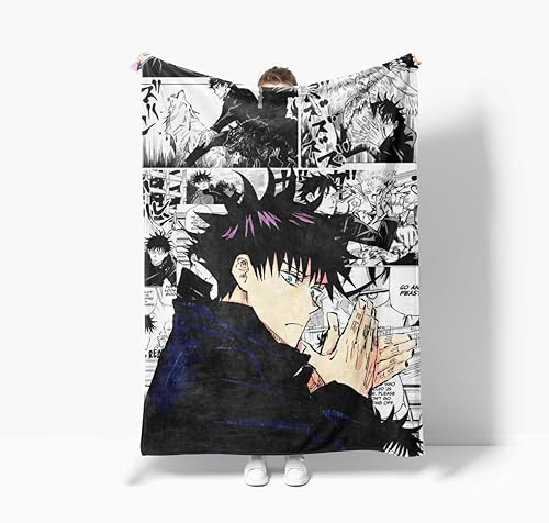 Zhongkaihua Manta de anime Itadori Yuuji/Okkotsu Yuta/Sukuna/Fushigura Megumi/Gojo Satoru, manta de franela con estampado de anime, ropa de cama de dibujos animados, manta ultrasuave y cálida para