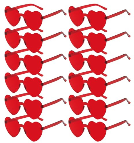 Sprinlot Gafas de Sol Corazón, 12 Pares Gafas de Sol Corazón Rojo, Gafas de Sol Corazón de Boda, Divertidas Gafas de Cumpleaños Fiesta de Carnaval Cosplay