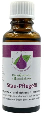Aromoljefabriken STAU vårdolja 30 ml – aromolja mot mjölkdamm under amning – 100 % naturligt eteriska oljor för att reglera överflödig mjölkbildning