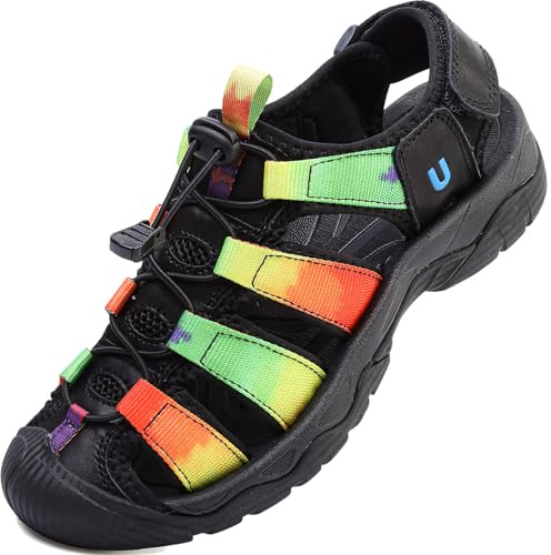 Lvptsh Womens Hiking Sandals Closed Toe Outdoor Sports Sandals Ladies Trail Walking Sandals Summer Trekking Beach Water Sandals Arch Support Adjustable,Colorblack,EU39