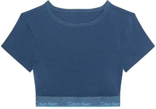 Calvin Klein Sujetador Bralette Mujer Camiseta con Cuello Cerrado, Azul (Dark Denim), M
