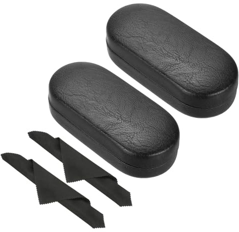 PATIKIL Astuccio Rigido Per Occhiali, 2 Pezzi Astuccio Per Occhiali Grande In Pelle PU Protettivo Organizzatore Per Occhiali Da Sole Per Donne Uomini Astuccio Per Occhiali Da Sole, Nero