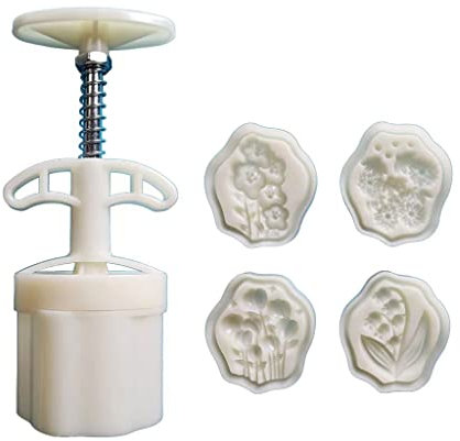 KAHDGSS Plastic Mooncake Stamps Flowers Shaped Mooncake Moulds Festival DIY Hand Press Mooncake Cutters Pastry Decoration Tools
