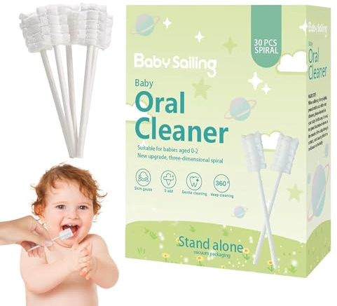 30-pack baby OrulCleaner – baby tungrengörare | engångs gasväv tandborste för nyfödda, tungskrapa och tandköttsskrubbare, orulcleaning-pinne för småbarn 0-36 månader, borste för mjölktänder
