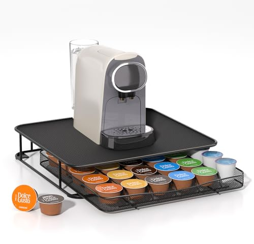 Eukue Porte Capsule pour Dolce Gusto 36 PCs, Tiroirs à Capsules Rangement avec Support Métal, Grande Support Dosette Antidérapants avec Surface Anti-Vibration pour La Maison, Bureau, Café