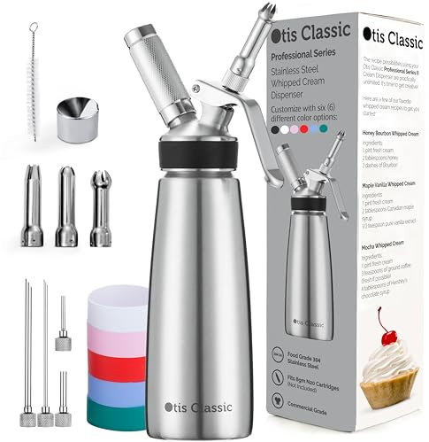 Crème Chantilly 100% – Siphon professionnel en acier inoxydable – 1 pinte Grande – Ensemble Gourmet