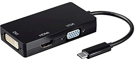 Monoprice USB Type-C to 4K HDMI, Single Link DVI, and VGA Passive Adapter,6in Cable Length, Black - Consul Series