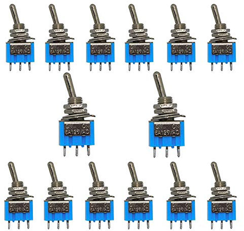 Senven 14pcs mini interruptor de palanca para automóvil, SPDT 6A 125V AC ON-ON 2 dígitos 3 pines, para automóviles, camiones, embarcaciones, panel de instrumentos, modificación eléctrica.