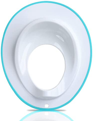 Toilettensitz für Kleinkinder (Weiß mit blauem Rand) - Toiletteneinsatz für kinder - Kindertoilettensitzaufsatz - Klositz - Kindersitz Toilettenaufsatz Baby Wc Sitz - Trittstufe - Klobrille