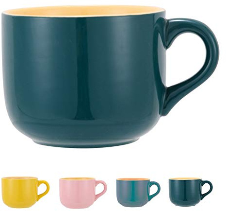 TeenFighter Porcelain Large Oatmeal Mug - 23 Ounces(680mL) Wide Coffee Mug, Breakfast Cup and Soup Bowl, Microwave and Dishwasher Safe, Ceramic Mug for Milk, Tea, Fruit, Ice Cream…