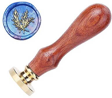 Tampons de sceau de cire de fleurs, kit de Timbre de sceau de cire de plantes AMTOL Plants, tampon de sceau de vintage pour les invitations de cartes de lettres, emballage cadeau (Romarin)