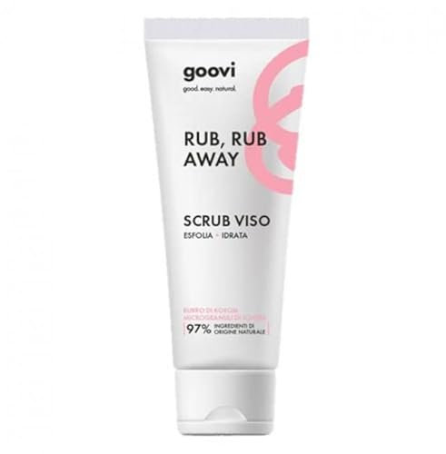 Goovi, Rub Rub Away Scrub Viso Delicato, Esfoliante e Idratante con Burro di Kokum e Olio di Cotone Antiossidante e Rigenerante, Formula con Microgranuli di Jojoba Effetto Peeling, Formato da 75 ml