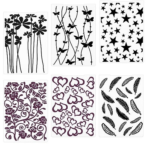 Heveer Prägeschablone 6 Stück Kunststoff Prägefolder Embossing Folder Waschbar Prägeordner für DIY-Scrapbooking Photo Album Papierkarten