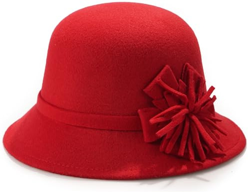 MESU Femmes Feutre Cape Cap Floral Fedora Cape Cap années 1920 Bowling Vintage