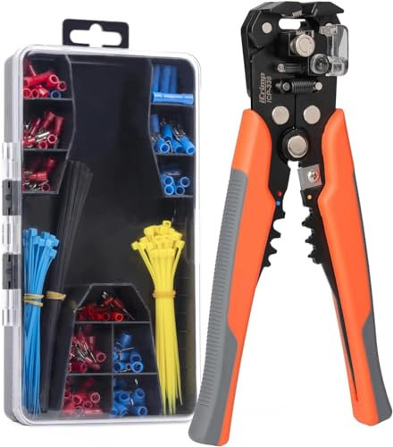 iCrimp 260PCS 3-in-1 Wire Stripper Cutter Crimper Tool Kit Adjustable for 0.5-6mm² Wires with Insulated Ferrules, Terminals, and Cable Ties – All-in-One Electrical Wire Tool Set