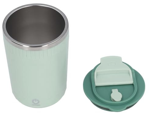 Taza Autoagitadora, Taza Mezcladora Giratoria, 380ml, Recargable por USB, Acero Inoxidable 304 para Oficina (GREEN)