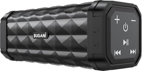 BUGANI Bluetooth Speaker,Portable Speaker,Bluetooth 5.4,100ft Wireless Range,Louder Volume,Stereo Sound,Deep Bass 24H Playtime,IPX5, Built-in Mic,Wireless Speaker for Home,Outdoor