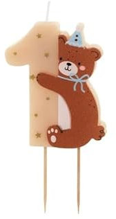 PartyDeco Geburtstagskerze Zahl 1 Bär | 7cm