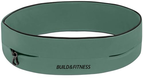 Build & Fitness Running Belt, Flip Waist Belt, Key Clip, Running Phone Holder, Running Pouch for Men and Women, Fits All iPhone's, Samsung's (Khaki, M)