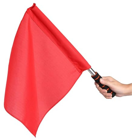 BESPORTBLE Lot de 4 drapeaux d'arbitre rouges avec mât en acier inoxydable pour les matchs de football en plein air Drapeau de jeu robuste et durable pour arbitres