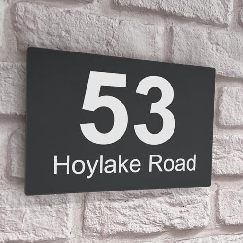 House Numbers Plaques Door Plaques Door Number For Wall House Number For Outside Floating Signs (Grey Small 20x13cm & Bold Text)