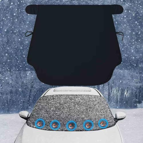 Copertura Parabrezza Auto Invernale 158×125cm, 420D Oxford – Antighiaccio, Antineve, Antigelo, Protezione UV e Sole, Impermeabile per Auto e SUV