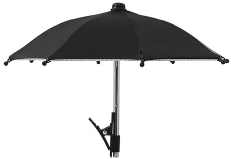 Mobile Phone Parasol, Universal Mobile Phone Umbrella with Width Adjustable Strong Clip Mini Parasol Creative Mobile Phone Holder Sun Protection for Outdoor Use For Pool Outdoor, Black, Siehe
