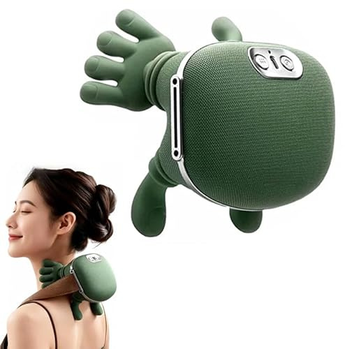 Massaggiatore elettrico bionico riscaldato 4D, massaggiatore portatile wireless per digitopressione, massaggiatori per mani reali per il rilassamento di collo, spalle e spalle a casa,Green-14.5x11x6.5