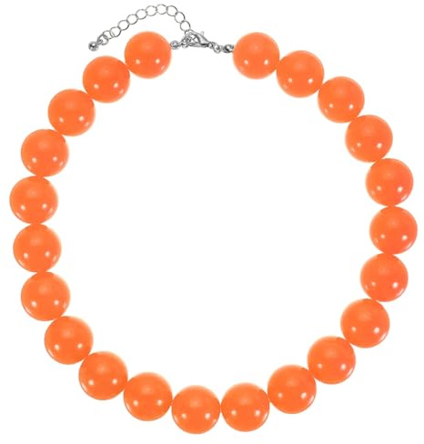 sourcing map Chunky Beaded Necklace, Adjustable Acrylic Round Beaded Necklace Big Ball Bead Collar Necklaces for Women Handmade Jewelry Trendy Accessories, Orange